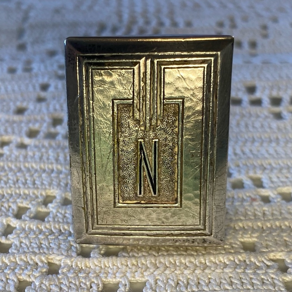 1920s-1940s Vintage Art Deco Hickok Monogrammed “N” Silver Plate Belt Buckle